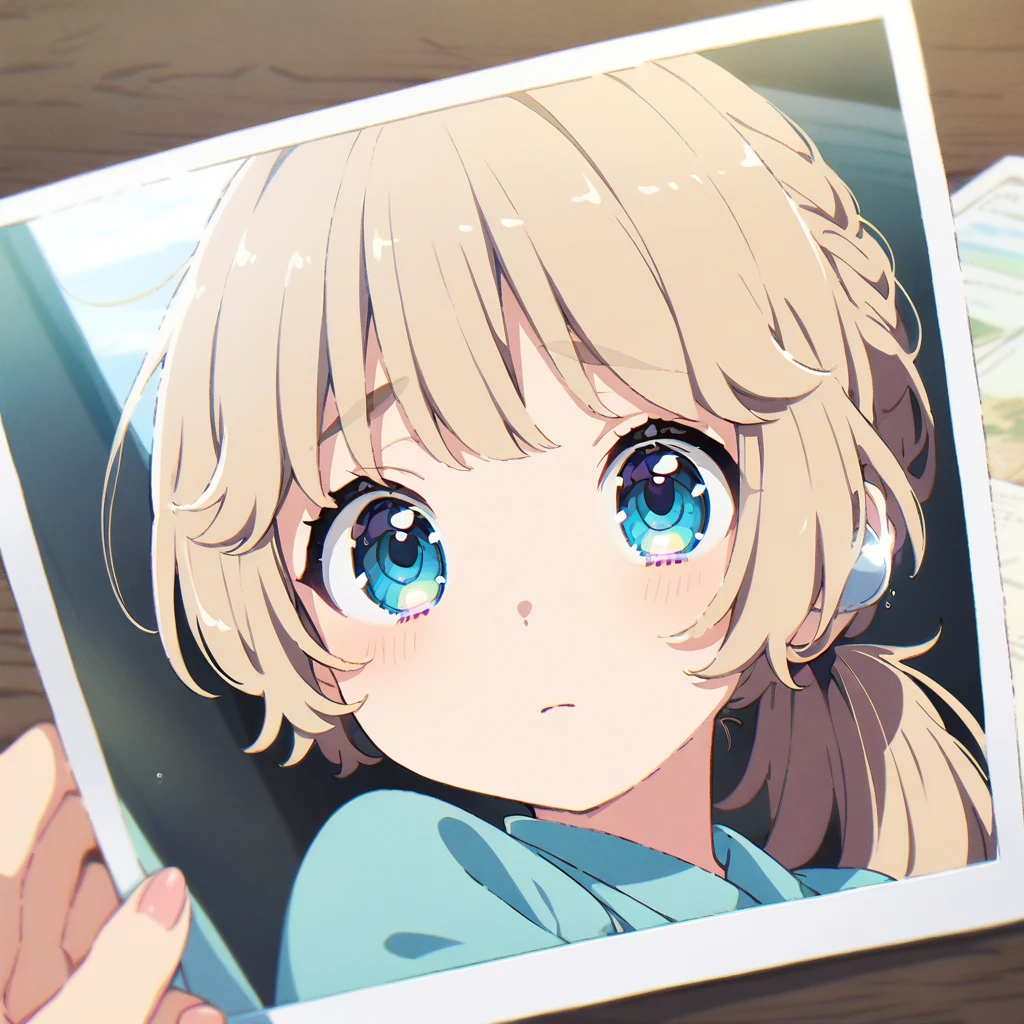 Masterpiece, Best quality, solo female, young girl, sister-like, blue eyes color, long ponytail hair, black color hair, sparkless eyes, depression eyes, teary eyed, hopeless expression, anxiety, white and blue dress, white eardrop, frontal photo, anime, illustration