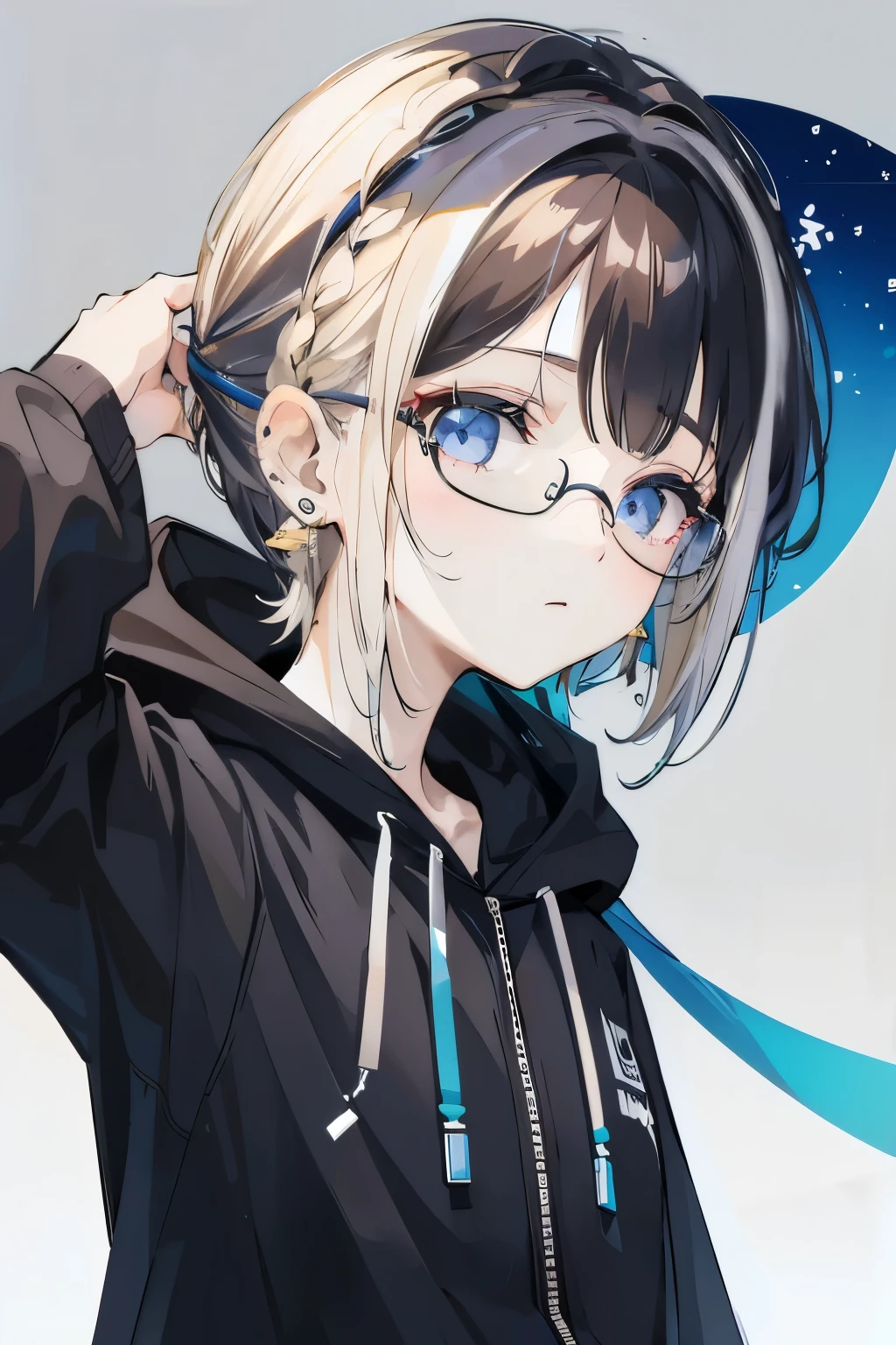 Background Removal, short mullet_hairstyle, The back hair is blonde、grated hair,