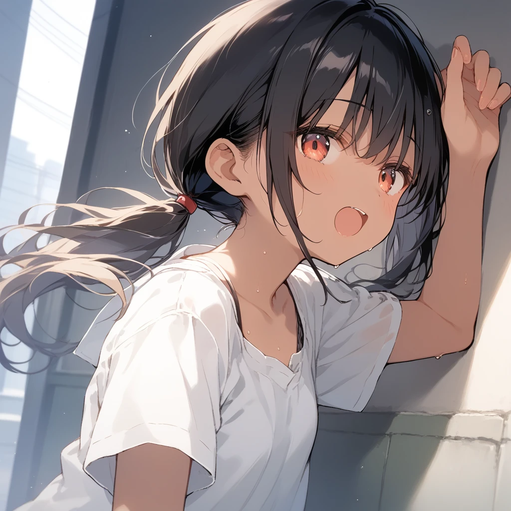 score_9, score_8_up, score_7_up, source_anime, best quality, masterpiece, official art, absurdres, highres, ultra-detailed,waifu2x,Collection: Slice of Life,break,1girl, tomboy, dark-skinned female, short hair, low ponytail, flat chest, beautiful detailed eyes, short shorts, sweat, open mouth, (yawn:0.3), sleepily, outdoors, wind, break,(clear line illustration:1.2),very high resolution, very aesthetic, super detailed skin, Best sexual lighting powered by famous artist, 8k,cute picture,beauty illustration,photoshop_(medium),,(Detailed Lighting),best anime 8k konachan wallpaper, pixiv contest winner,