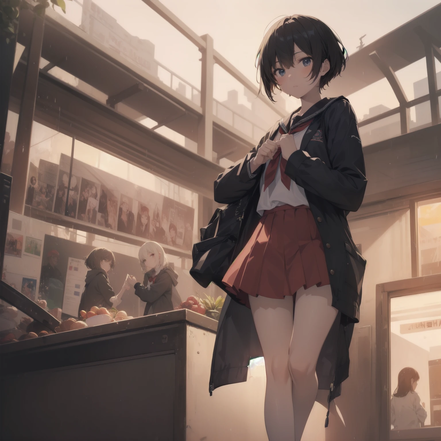 ultra-absurdres-Top quality by artist God, ultra-detailed, high resolution, anime moe artstyle, best anime 8k konachan wallpaper, pixiv contest winner, pool:2810, perfect anatomy,break, 1girl, (Please draw a girl walking sleepily to school alone. )break,(Solo,little female, 13-year-old:1.3),Full limbs, complete fingers,a junior high school student, (very short hair), short cut, flat chest, , small butt, small black eyes, beautiful detailed eyes, well-proportioned iris and pupils, expressive eyes, highres detailed hair, soft expression, salor school_uniform, sailor collar, serahuku, bow, pleated skirt,(Detailed Lighting), (Detailed background), in the School commute route. break,super detailed skin, Best cinematic lighting powered by famous artist, 8k,beauty illustration,photoshop_(medium),very aesthetic,break,((artist:null_(nyanpyoun) )), artist:clamp ,artist:carnelian ,artist:kantoku ,