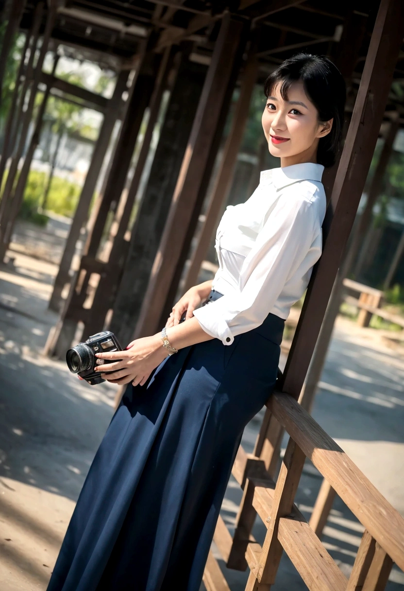 An Asian woman in her fifties taking a photo wearing a long skirt, Very beautiful girl, Good young girl, Asian Girl, Southeast Asia&#39;s long, Lovely lady, Nivan Chanthala, 30-year-old woman, 30-year-old woman, Very beautiful woman, very Very beautiful woman, Young and pretty girl, 22 years old