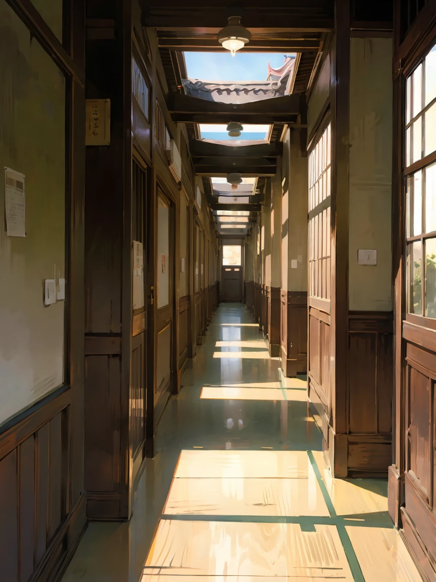 Japanese school corridor, school atmosphere