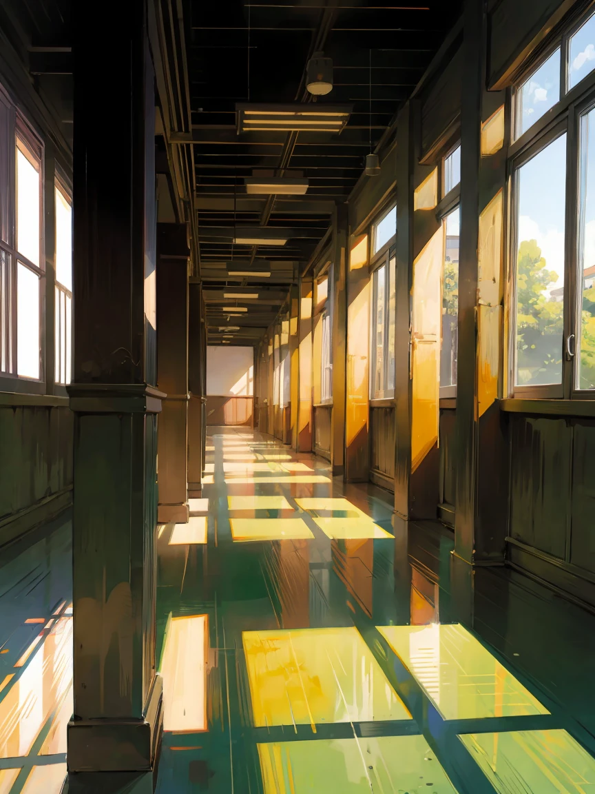 Japanese school corridor, school atmosphere
