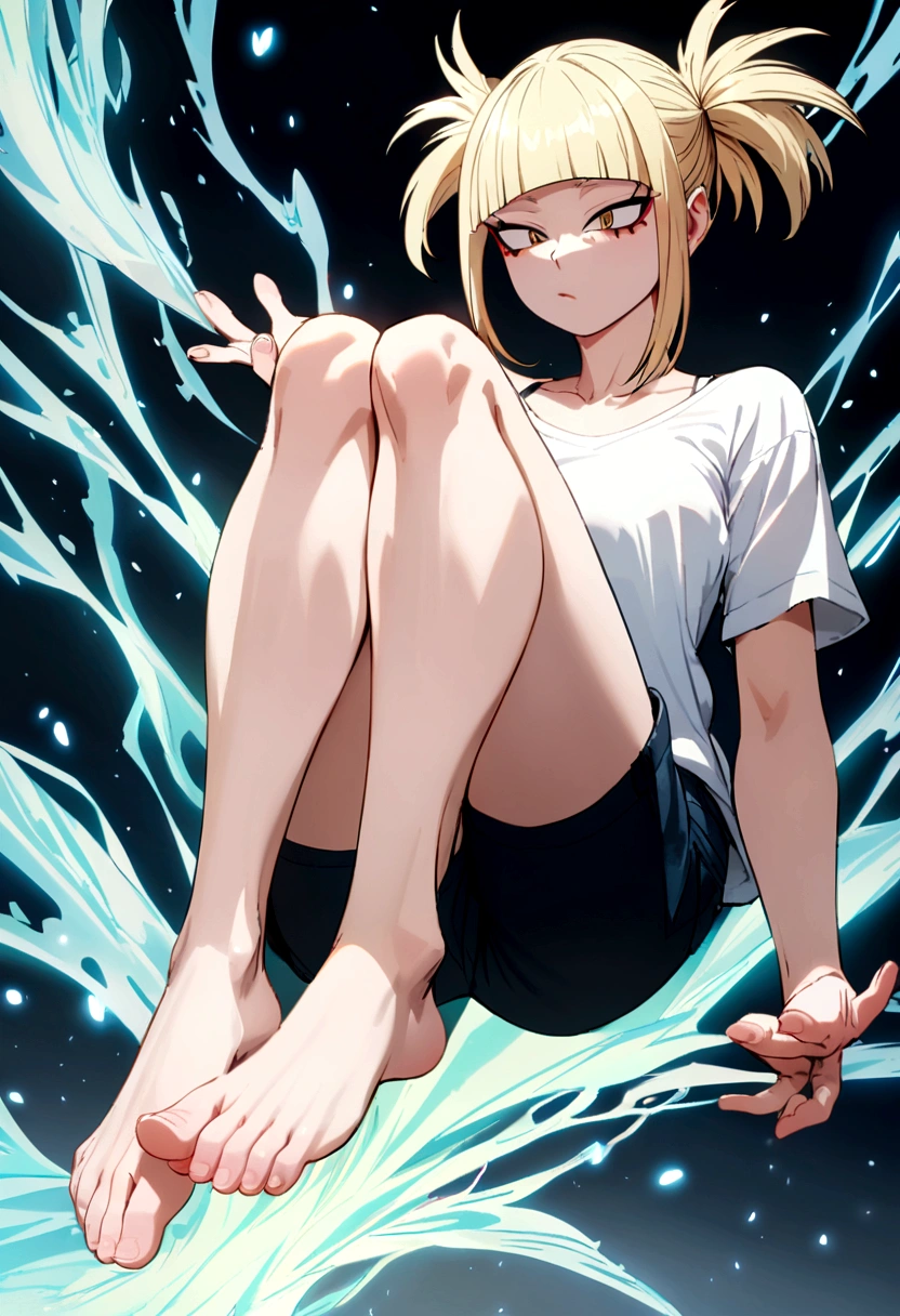 toga from my hero academia, white shirt, shorts, full body, perfect detailed feet, whole foot.