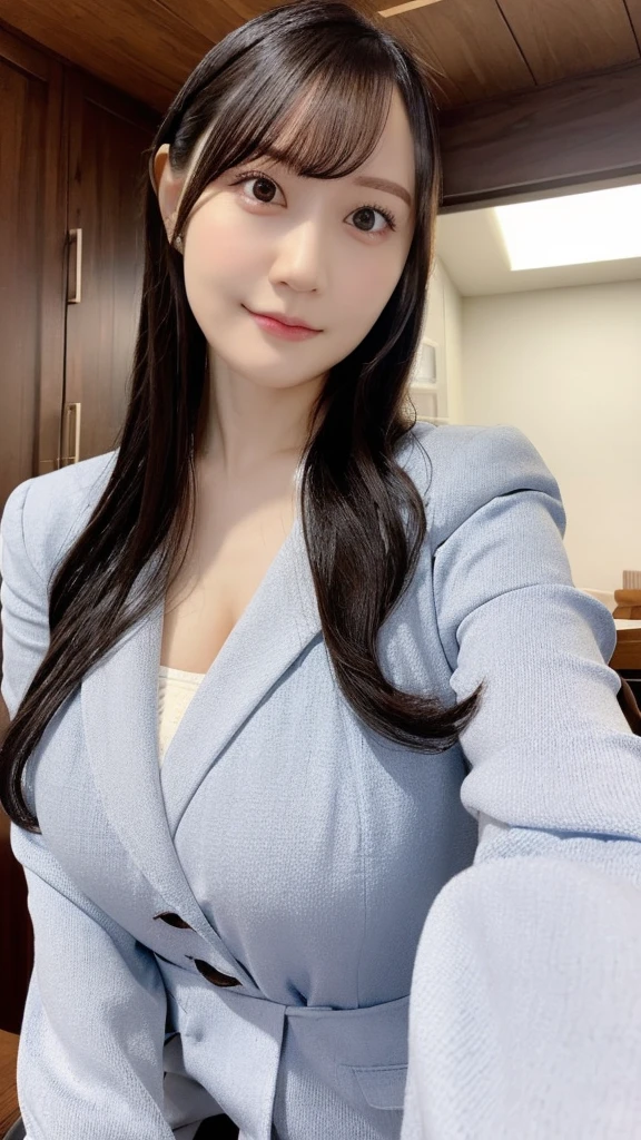 One Girl,First Person View, (masterpiece:1.3), High resolution, Very detailed, Very detailedな CG Unity 8k 壁紙, Realistic, photo-Realistic, RAW Photos, Beautifully detailed face, Pale skin, Realistic glistening skin, Detailed cloth texture, Detailed hair texture, Perfect body, Beautiful Face, Accurate, Anatomically correct, Highly detailed face そして skin texture, Natural neck length, (Beautiful Hそしてs), (Fair skin:1.2),Heavy chest,  charm,   Written boundary depth,   (Perfect Anatomy:1.2), Accurate手足, Accentuate your cleavage, Camel Toe:1.21, (最high quality:1.4), 32k resolution,   High resolution32k UHD, (masterpiece:1.2)), (Improvement of quality:1.4), finely,Very detailed, Symmetrical eyes,  (Wide Hips),  Light shines in, Light and shadow are clear, Professional Cinema Lighting ,(Huge breasts:1.1),  panties,mini skirt,suit,shirt,dress shirt,Black Stockings,secretary,Panty shot,Sit on a chair,Daytime,At work,(Thighs、knees、Calf、ankle),Are standing、Tall people,whole body,Plump body,Long Hair,Straight hair,View your audience,high quality,Realistic,Digital SLR,masterpiece,Very detailedな,Japanese,gravure