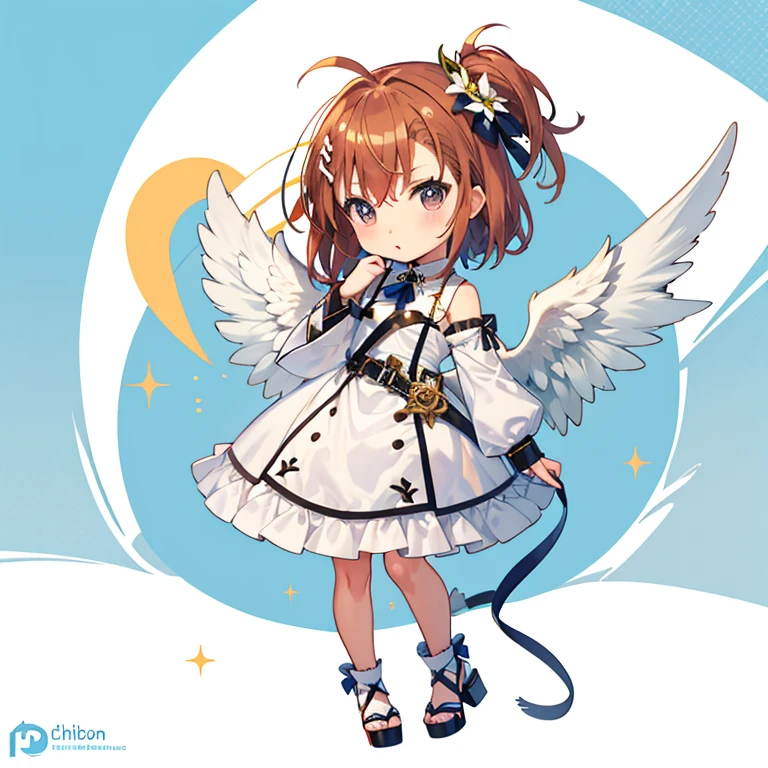 Archangel, Angel, Misaka Mikoto, (chibi:1.5), full body, Big Eyes, (masterpiece), highest quality