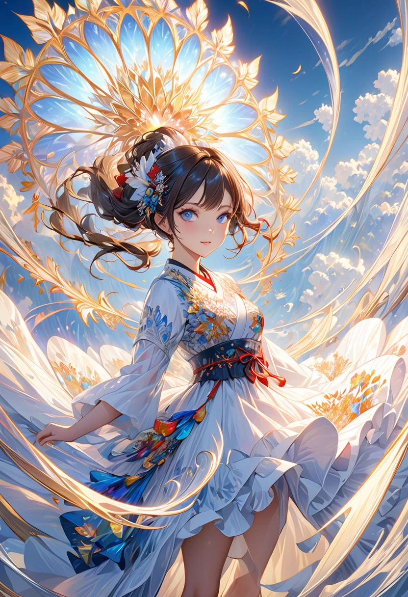 (masterpiece,Top quantity,Best quality,Official Art,Beauty and aesthetics:1.2),(1 Girl),Extremely detailed,(Fractal Art:1.3),Rich in details,Most detailed,Whole body concept
