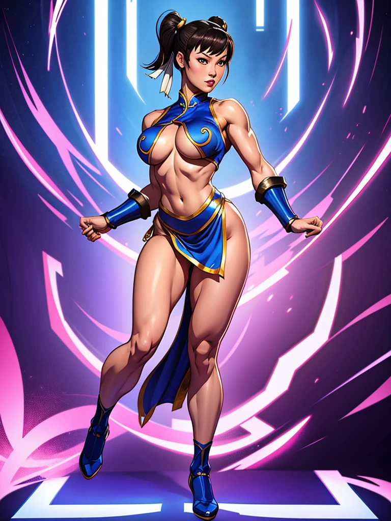 Full body image of a Ultra sexy Chun Li, without dress, without underwear