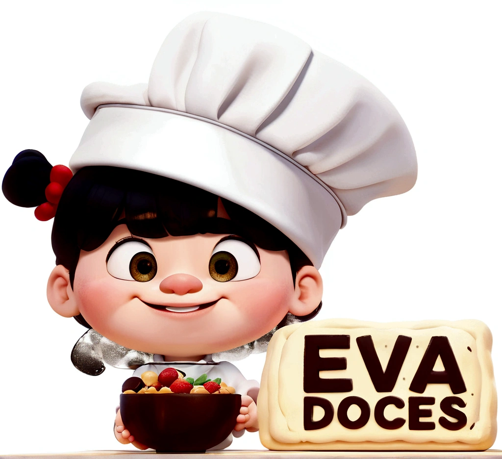 a baby cook, with loose dark hair, eyes browns, holding pan with chocolate, disney pixar style
