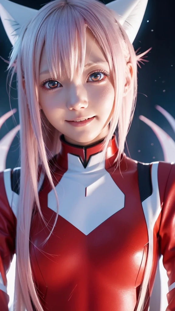 Character Zero two, anime: darling in the franxx, happy face