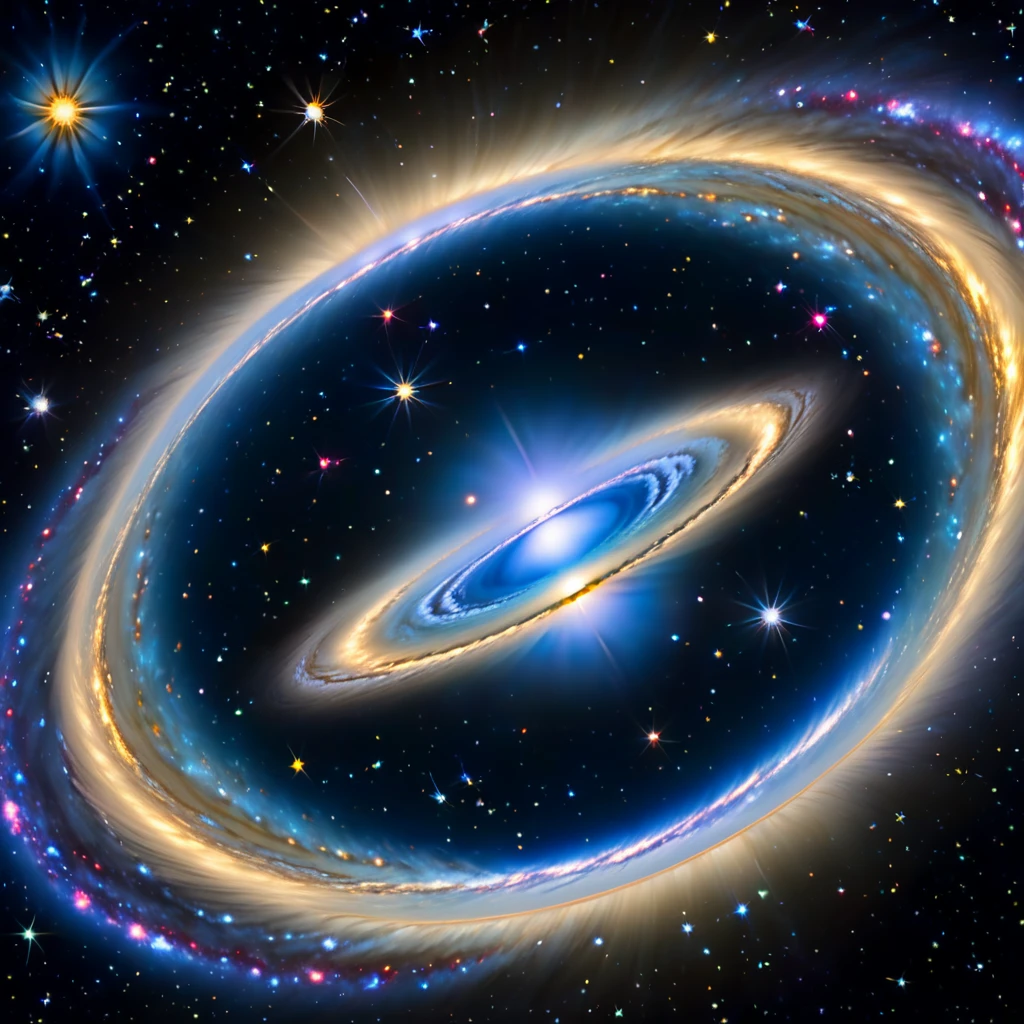 ８ｋ、Dragon Galaxy. star. ガスとstarの塵. One white sun, 1090 times larger than the Earth. Double Galaxy、Gravitational lensing、異star人の宇宙船, 