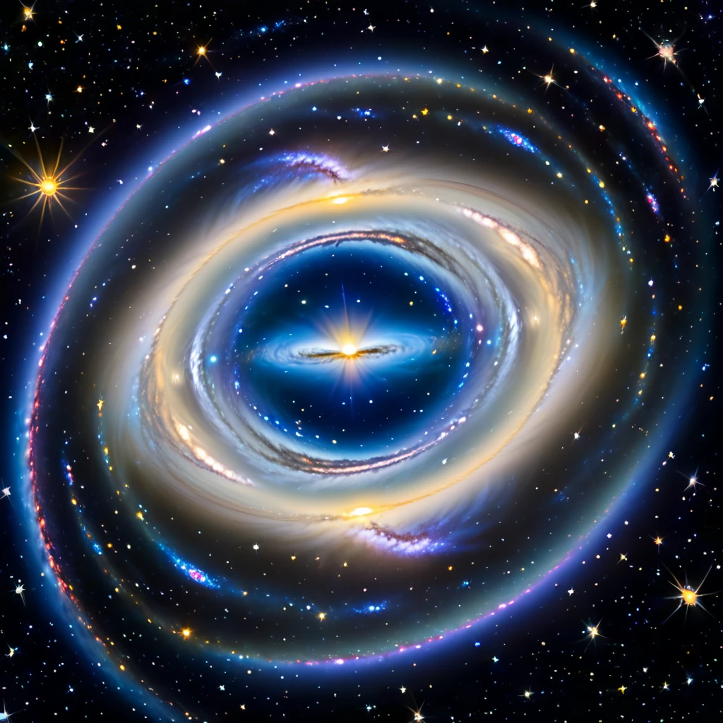 8k、Dragon Galaxy. star. ガスとstarの塵. One white sun, 1090 times larger than the Earth. Double Galaxy、Gravitational lensing、異star人の宇宙船,