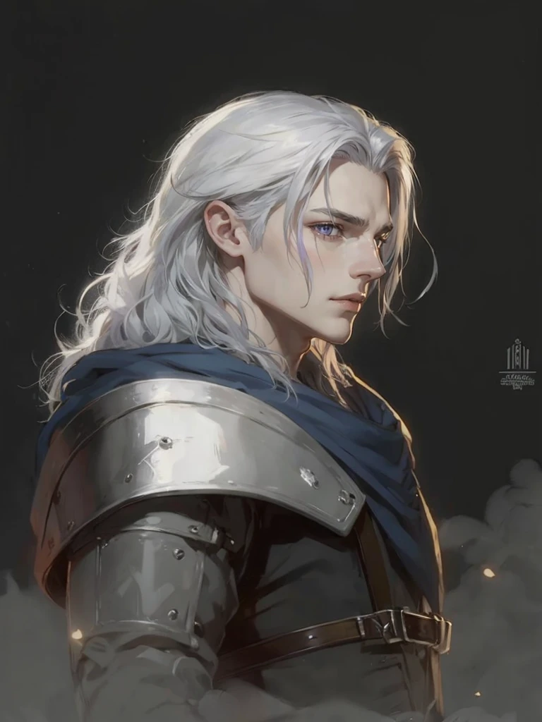 Young gentleman with silver hair and lilac eyes