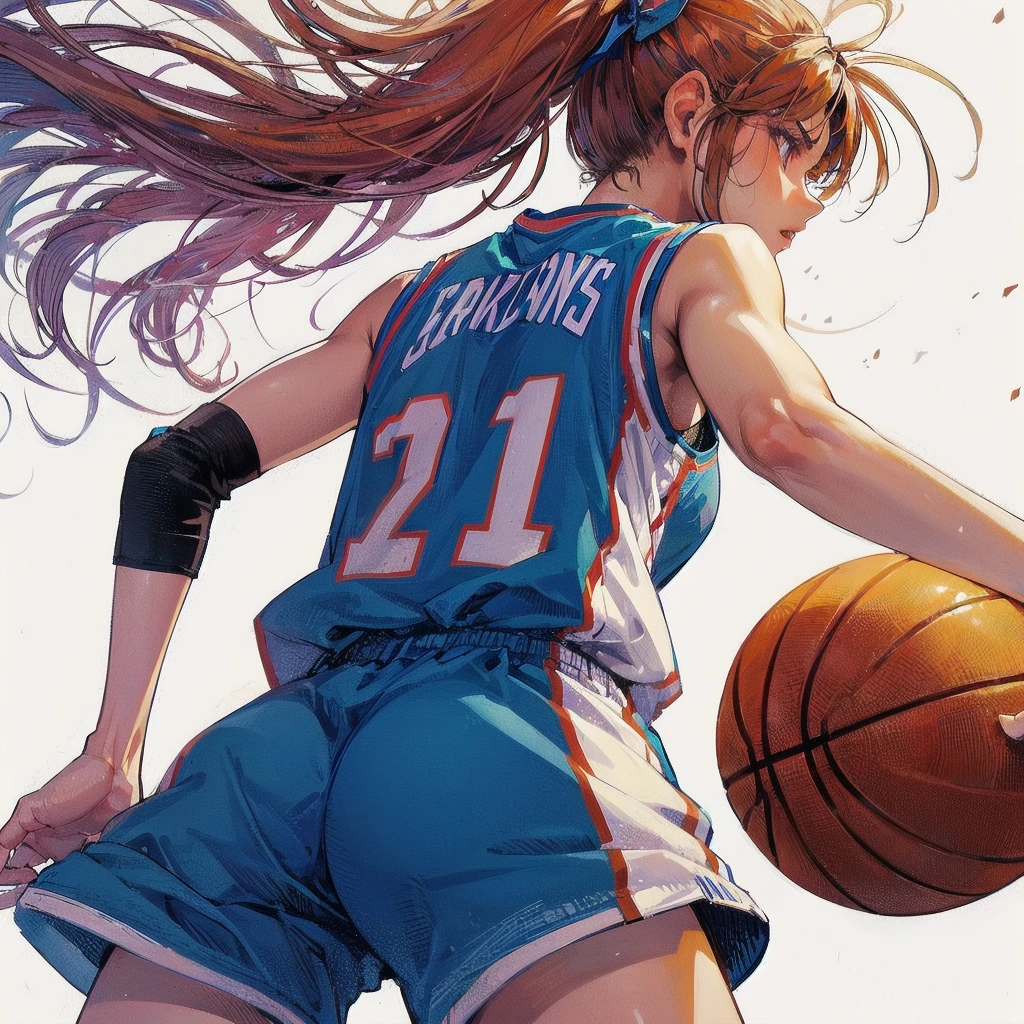 masterpiece, (textured skin), best quality, gorgeous beautiful girl, (a female basketball athlete), detailed clothes,large breasts,narrow waist,, (beautiful face), cinematic lighting, (at basketball venue ),