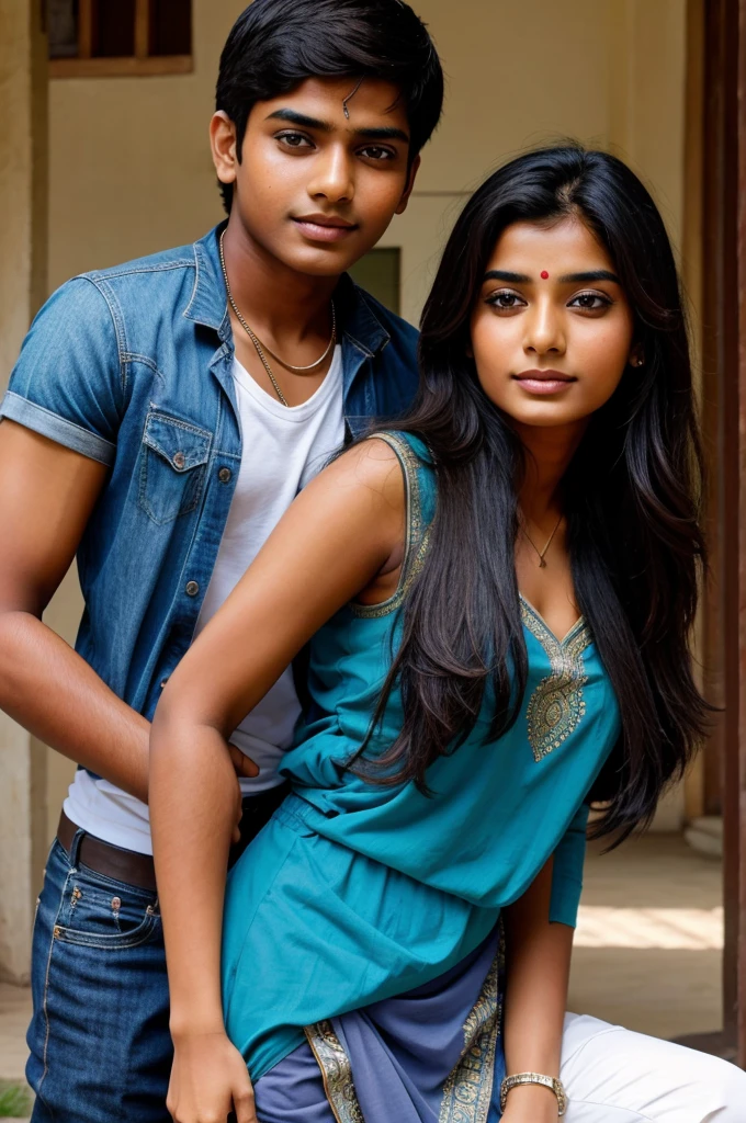 An Indian boy pressing girls waist 