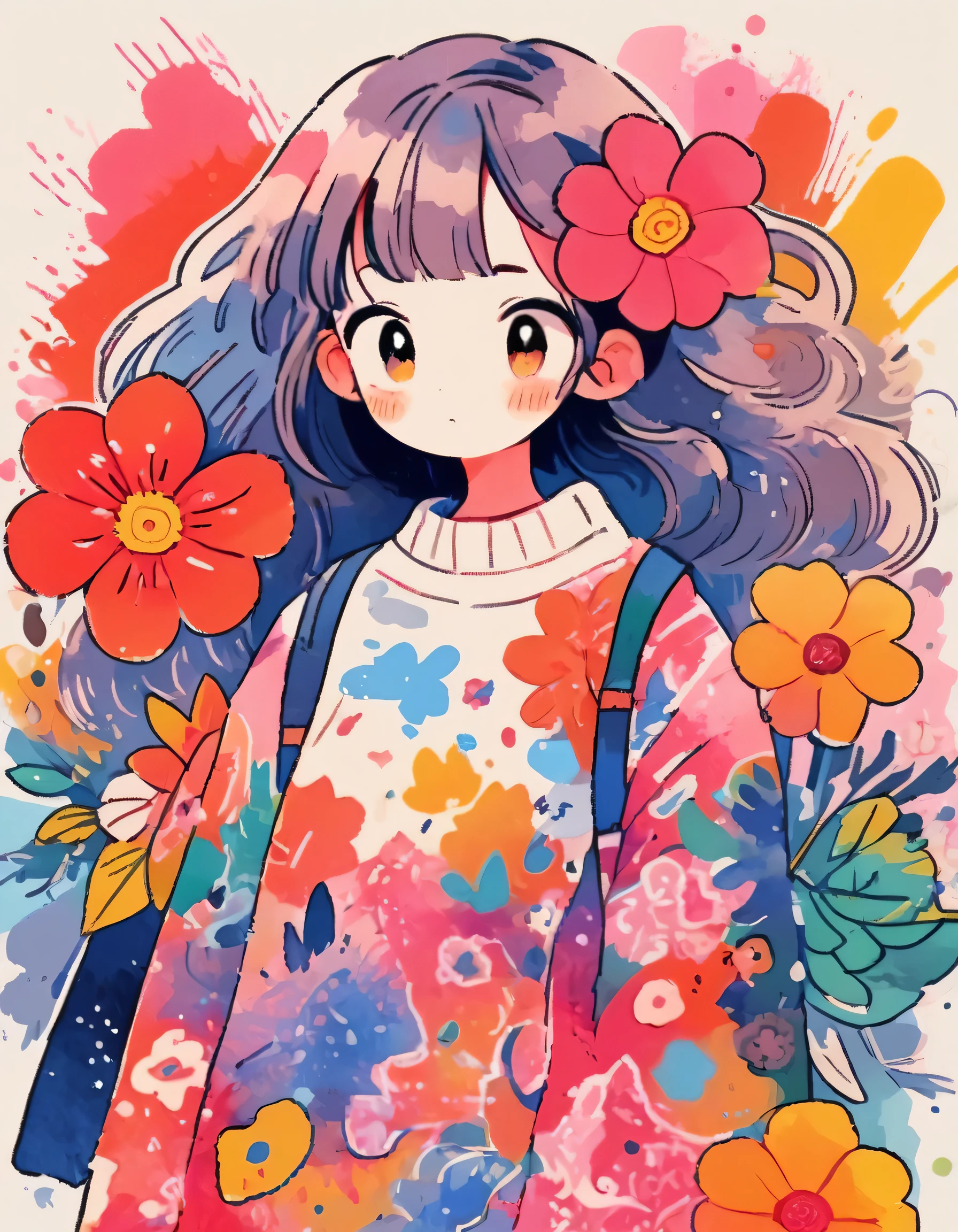 Momoko Sakura Style、(((stylish fashion))), 8K Quality、Intense watercolor, Detailed watercolor art, Watercolor splash, Surreal, avant-garde pop art, Beautiful and expressive paintings, Beautiful artwork illustration, Very colorful tones, wonderful, Cool beauty, highest quality、Official Art, Vector art, Stylish design, (((The most beautiful girl))), (((highest quality))), HDR, ((detailed)), (((Doodle Art)), ((masterpiece)), ((Super detailed)), (((Colorful flowers))),(((Stylish)))