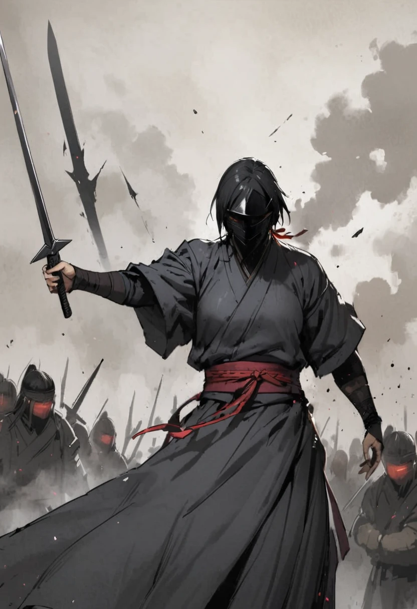 Female Ninja Group、Edo Period、Ninja sword、Shuriken、assassination、cool、masterpiece、best quality、ultra-detail、darkness、stylish、Behavior of the strong、Intimidation