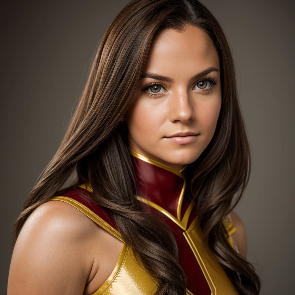 professional portrait photo of Grccrlncrry woman, looking at the camera, highly detailed, skin texture , cosplaying as Mary Marvel