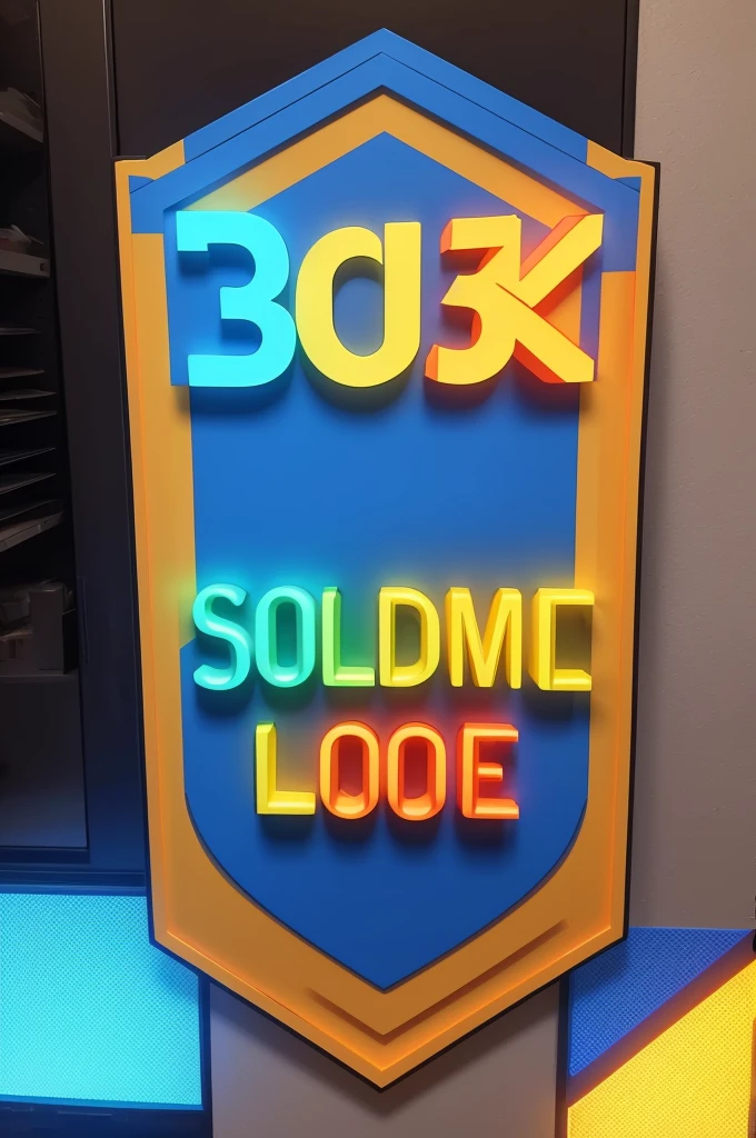 Create a colorful 3D sign shield with 3k font to display on social media