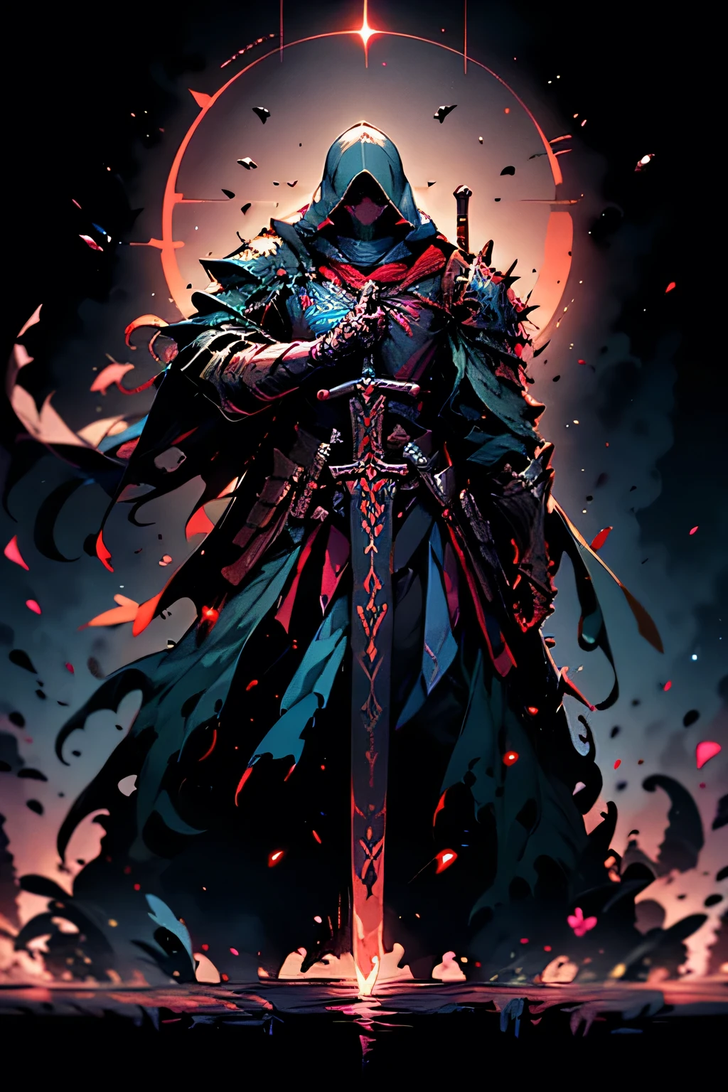 Chest pads,Young woman,Assassin,Pretty to the eyes,aggressive,with black background,rust,magic,glowing,obscure,official art,Masterpiece,High quality,