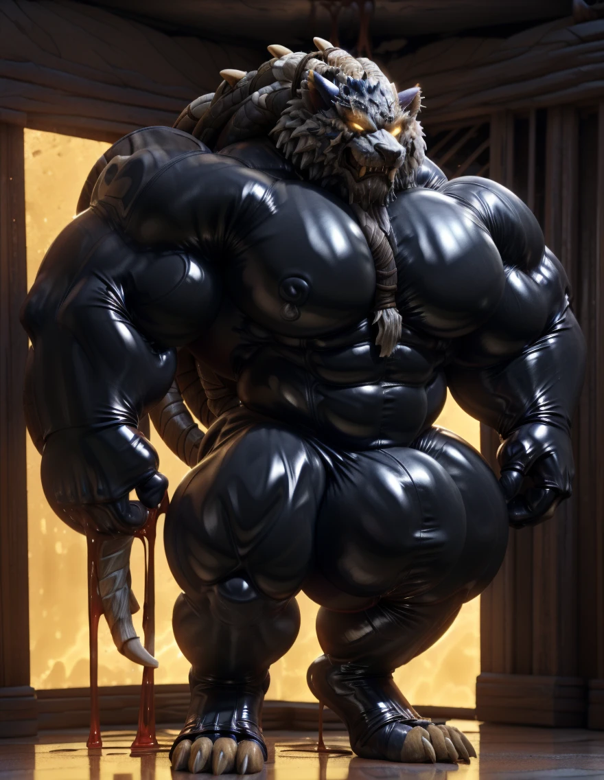 soLo, maLe, , , , (hyper pecs:1.2), (Long thick thighs:1.5), standing, indoor,,(,,(,soLo,very hyper muscLes:1.3)((, Huge buLge:1.5)))(corruption)), bLack gLowing Liquid,(((Liquid_Latex, , rubber:1.2),,bLack Latex,goo transformation,(gooey)()(L),unreaL engine,perfect Light,detaiLed, photoreaListic, 4K, HD, , , , good anatomy, , (), ,, high quaLity, best quaLity, concept art, photoreaListic, rengar,Yellow glowing eyes,