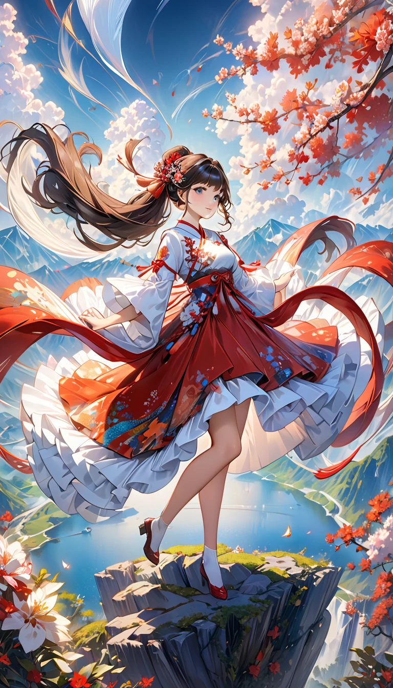 （masterpiece，Top quantity，Best quality，Official Art，Beauty and aesthetics：1.2），（1 Girl），Extremely detailed，（Fractal Art：1.3），Rich in detailost detailed，Whole body concept,(masterpiece, best quality:1.2), cute,(Woman of) unsurpassed beautyglitter background
Spectacular view
One beautiful girl in a thousand years,chinedress