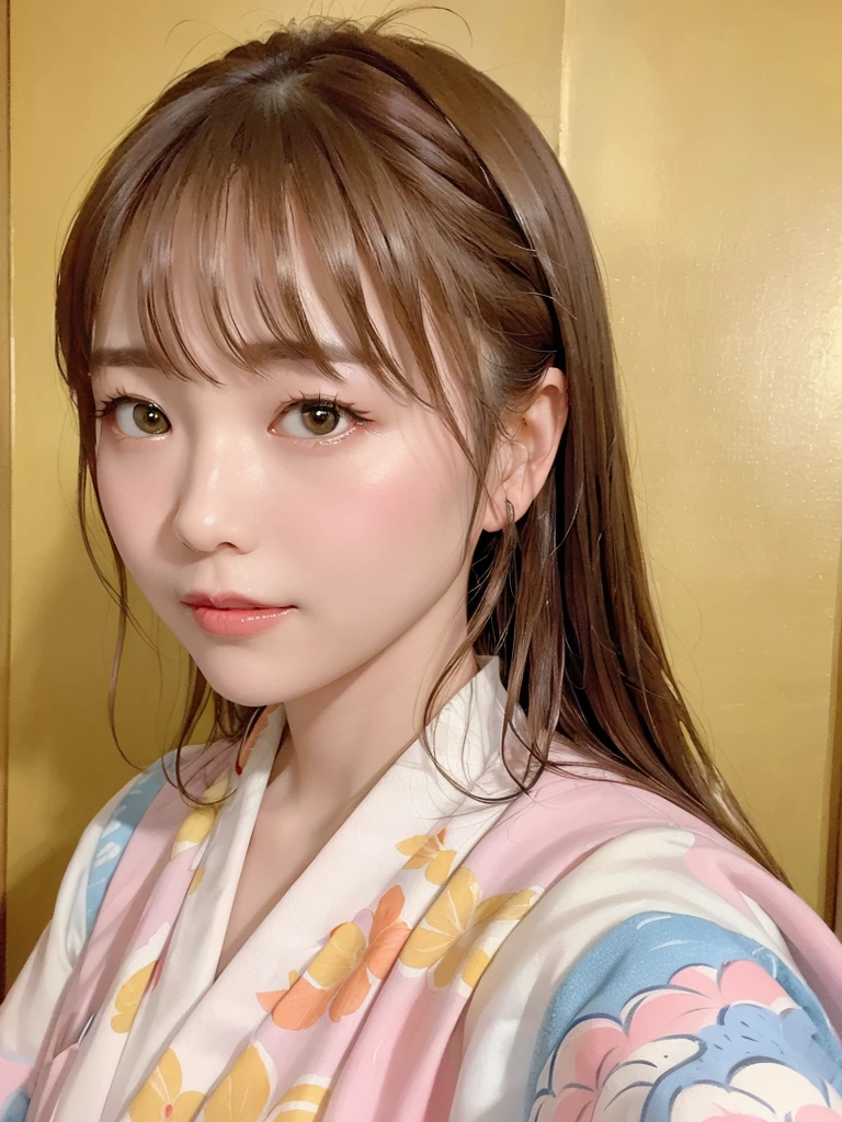 (Highest quality、8K、32k、masterpiece)、(masterpiece, Latest,Exceptional:1.2), anime, One Girl,Front hair,black_hair, 美しい8Kの目,Looking_in_audience,One person in,Are standing,((Very beautiful woman, Fuller lips, Japanese pintern kimono))、((Colorful Japanese kimono)))、(((Medium Shot)))、blunt bungs、(High resolution)、Very beautiful face and eyes、1 Girl 、Round and small face、Tight waist、delicine body、(Highest quality high detail Rich skin details)、(Highest quality、8K、Oil paints:1.2)、Very detailed、(Realistic、Realistic:1.37)、Bright colors、(((blackhair)))、(((longhair)))、(((cowboy pictures)))、((( Inside old Japanese house)))、(masterpiece, Highest quality, Highest quality, Official Art, beautifully、beautiful:1.2), (One Girl), Very detailedな,(Fractal Art:1.3),colorful,Most detailed,Sengoku period(High resolution)、Very beautiful face and eyes、1 Girl 、Round and small face、Tight waist、Delicine body、(Highest quality high detail Rich skin details)、(Highest quality、8K、Oil paints:1.2)、(Realistic、Realistic:1.37)、By Greg Rutkowski:Alphonse Mucha Ropp, pink lip