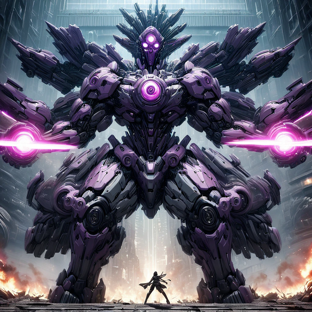 attack on titan, realistic mecha giant robot, highly detailed mechanical design, complex gears and machinery, sleek futuristic armor, glowing energy core, attacking colossal titan, dramatic action pose, dynamic movement, cinematic lighting, dramatic shadows, dystopian sci-fi setting, gritty weathered texture, industrial background, moody color palette, chiaroscuro lighting, cinematic camera angle, masterpiece, ultra-detailed, 8k