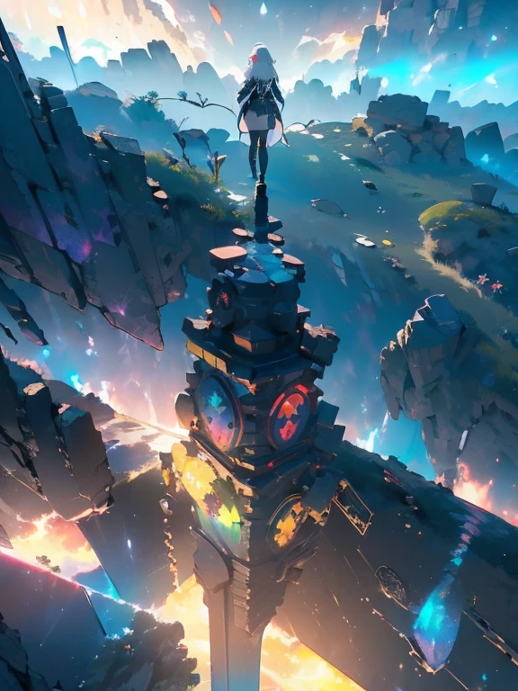Akame ga kill, Akame, Sitting on a wall, with your black katana on the floor, black eye sclera, scarlet eye iris, (Ultra-realistic), {extremely detailed 8k CG unity wallpaper}, expansive landscape photography, (a view from below that prioritizes the character and scene above, (wide open field view), (Low-angle photo), (destacados: 1.5), (low light: 1.2), (Warm Light Source: 1.4), complexdetails, (Iridescent Colors: 1.5), (Bright lighting), (atmospheric lighting), Dreamers, Akame ga kill