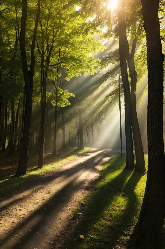 French fries illuminated by sunlight filtering through the trees