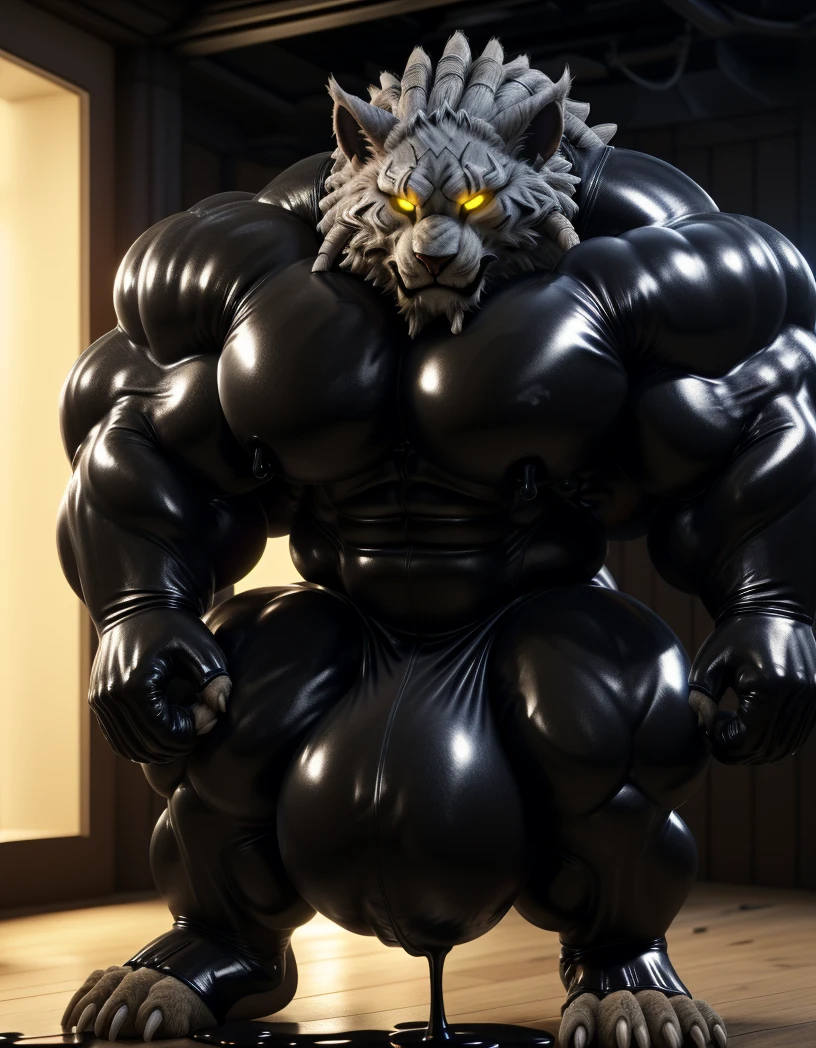 soLo, maLe, , , , (hyper pecs:1.2), (Long thick thighs:1.5), standing, indoor,,(,,(,soLo,very hyper muscLes:1.3)((, Huge buLge:1.5)))(corruption)), bLack gLowing Liquid,(((Liquid_Latex, , rubber:1.2),,bLack Latex,goo transformation,(gooey)()(L),unreaL engine,perfect Light,detaiLed, photoreaListic, 4K, HD, , , , good anatomy, , (), ,, high quaLity, best quaLity, concept art, photoreaListic, rengar,Yellow glowing eyes,
