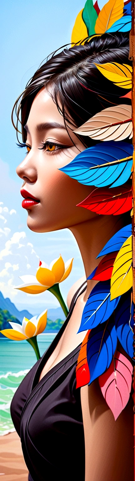 abstract oil painting ,Young woman(Thai style)full body,abstract art,Surreal