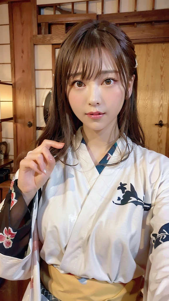(Highest quality、8K、32k、masterpiece)、(masterpiece, Latest,Exceptional:1.2), anime, One Girl,Front hair,black_hair, 美しい8Kの目,Looking_in_audience,One person in,Are standing,((Very beautiful woman, Fuller lips, Japanese pintern kimono))、((Colorful Japanese kimono)))、(((Medium Shot)))、blunt bungs、(High resolution)、Very beautiful face and eyes、1 Girl 、Round and small face、Tight waist、delicine body、(Highest quality high detail Rich skin details)、(Highest quality、8K、Oil paints:1.2)、Very detailed、(Realistic、Realistic:1.37)、Bright colors、(((blackhair)))、(((longhair)))、(((cowboy pictures)))、((( Inside old Japanese house)))、(masterpiece, Highest quality, Highest quality, Official Art, beautifully、beautiful:1.2), (One Girl), Very detailedな,(Fractal Art:1.3),colorful,Most detailed,Sengoku period(High resolution)、Very beautiful face and eyes、1 Girl 、Round and small face、Tight waist、Delicine body、(Highest quality high detail Rich skin details)、(Highest quality、8K、Oil paints:1.2)、(Realistic、Realistic:1.37)、By Greg Rutkowski:Alphonse Mucha Ropp, pink lip