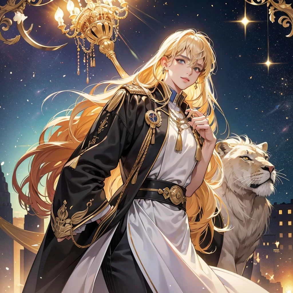 1girl, 34 years old, handsome confident businessman, powerful emperor Constantine the Great, warm gentle smile, lion-like piercing gaze, high-end luxury suit, grand opulent hotel lobby, sparkling jewels of Istanbul, fantastic futuristic cityscape, overwhelmingly dominant aura, best quality, 8k, highres, masterpiece:1.2, ultra-detailed, realistic, photorealistic:1.37, HDR, UHD, studio lighting, extreme detail description, vivid colors, bokeh
