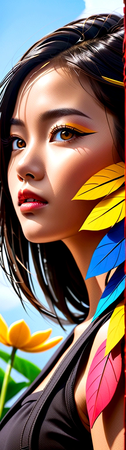 Thai girl&#39;s face,Bright, beautiful colors,abstract art