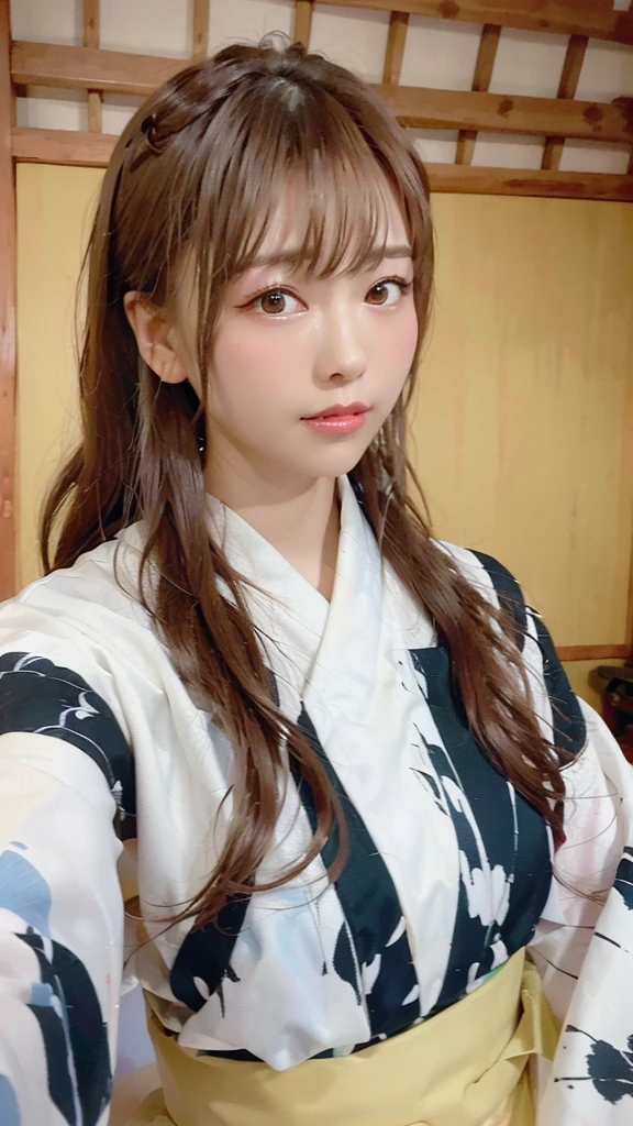(Highest quality、8K、32k、masterpiece)、(masterpiece, Latest,Exceptional:1.2), anime, One Girl,Front hair,black_hair, 美しい8Kの目,Looking_in_audience,One person in,Are standing,((Very beautiful woman, Fuller lips, Japanese pintern kimono))、((Colorful Japanese kimono)))、(((Medium Shot)))、blunt bungs、(High resolution)、Very beautiful face and eyes、1 Girl 、Round and small face、Tight waist、delicine body、(Highest quality high detail Rich skin details)、(Highest quality、8K、Oil paints:1.2)、Very detailed、(Realistic、Realistic:1.37)、Bright colors、(((blackhair)))、(((longhair)))、(((cowboy pictures)))、((( Inside old Japanese house)))、(masterpiece, Highest quality, Highest quality, Official Art, beautifully、beautiful:1.2), (One Girl), Very detailedな,(Fractal Art:1.3),colorful,Most detailed,Sengoku period(High resolution)、Very beautiful face and eyes、1 Girl 、Round and small face、Tight waist、Delicine body、(Highest quality high detail Rich skin details)、(Highest quality、8K、Oil paints:1.2)、(Realistic、Realistic:1.37)、By Greg Rutkowski:Alphonse Mucha Ropp, pink lip