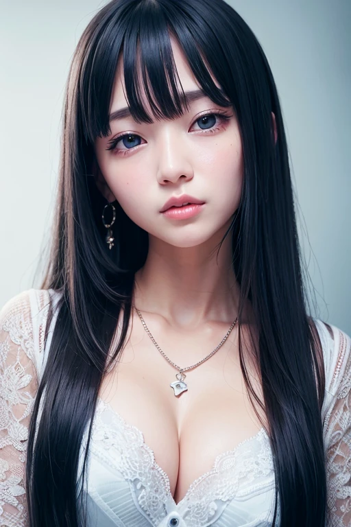 Photorealism、Highest quality、Ultra-high resolution、photograph、北欧生まれのbeautiful少女のphotograph、並外れたbeautiful少女、Highlights of cheek luster、細部まで可愛くbeautiful顔、(PurerosFace_v1:0.008)、beautiful bangs、Glowing White Skin、Bangs between the eyes、輝くbeautiful髪、Silky Hair、High resolution eyes、beautiful, Bright and clear, Big eyes sparkle charmingly、eyeliner、double eyelid、Just like the whole body、disappointment、blush、Embarrassing、Glare、 Shiny little necklace and earrings, Glossy Lips: 1.4, Humiliated、impatience、disappointment、was scary、Glare、Exposed cleavage、(There'There's a lot of sperm in my chest:1.4)(Thighs full of sperm:1.2)、blush、涙はEmbarrassing、Thin white underwear、thin white bra、Open your knees、Talking openly about masturbation、Disheveled clothes、dressing、stockings、Exposed panties、Sweat、Soaking wet、See-through underwear、A clean-cut woman,18 years old, (Maid clothes: 1.5),Veil、Wavy Hair, Diagonal bangs, Medium Long Hair, beautiful青い目, Big Breasts、 late at night in the bedroom, On the bed、