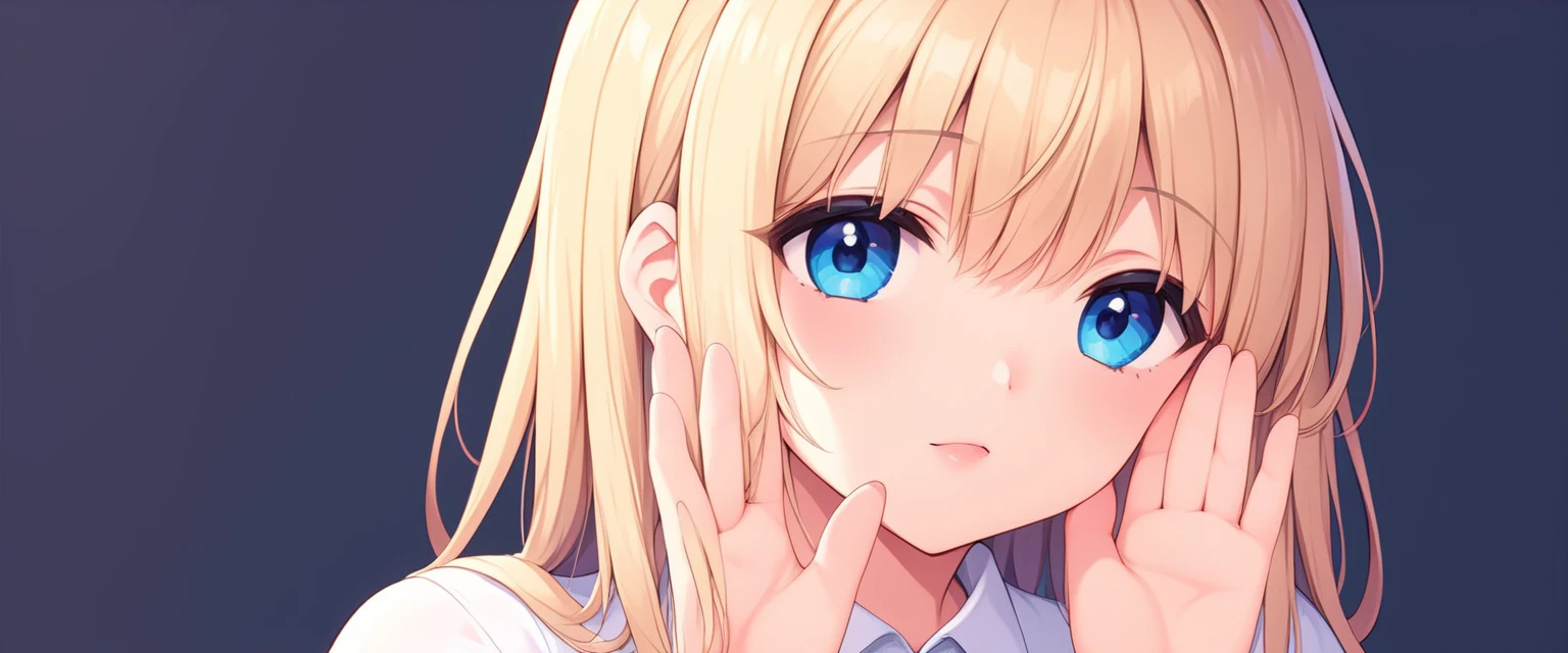 1girl, covering face by hands,