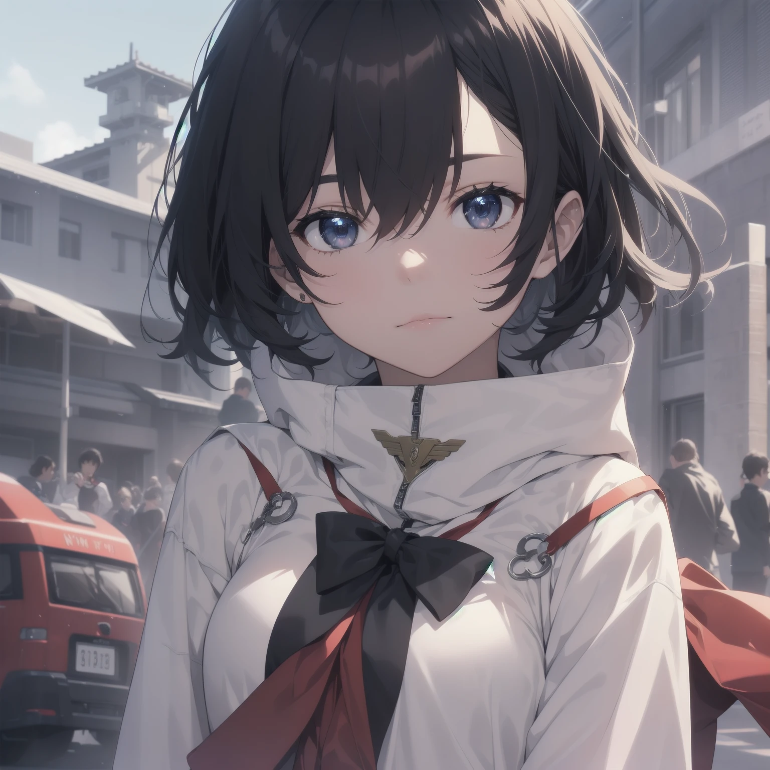 ultra-absurdres-Top quality by artist God, ultra-detailed, high resolution, anime moe artstyle, best anime 8k konachan wallpaper, pixiv contest winner, pool:2810, perfect anatomy,break, 1girl, (Please draw a girl walking sleepily to school alone. )break,(Solo,little female, 13-year-old:1.3),Full limbs, complete fingers,a junior high school student, (very short hair), short cut, flat chest, , small butt, small black eyes, beautiful detailed eyes, well-proportioned iris and pupils, expressive eyes, highres detailed hair, soft expression, salor school_uniform, sailor collar, serahuku, bow, pleated skirt,(Detailed Lighting), (Detailed background), in the School commute route. break,super detailed skin, Best cinematic lighting powered by famous artist, 8k,beauty illustration,photoshop_(medium),very aesthetic,break,((artist:null_(nyanpyoun) )), artist:clamp ,artist:carnelian ,artist:kantoku ,