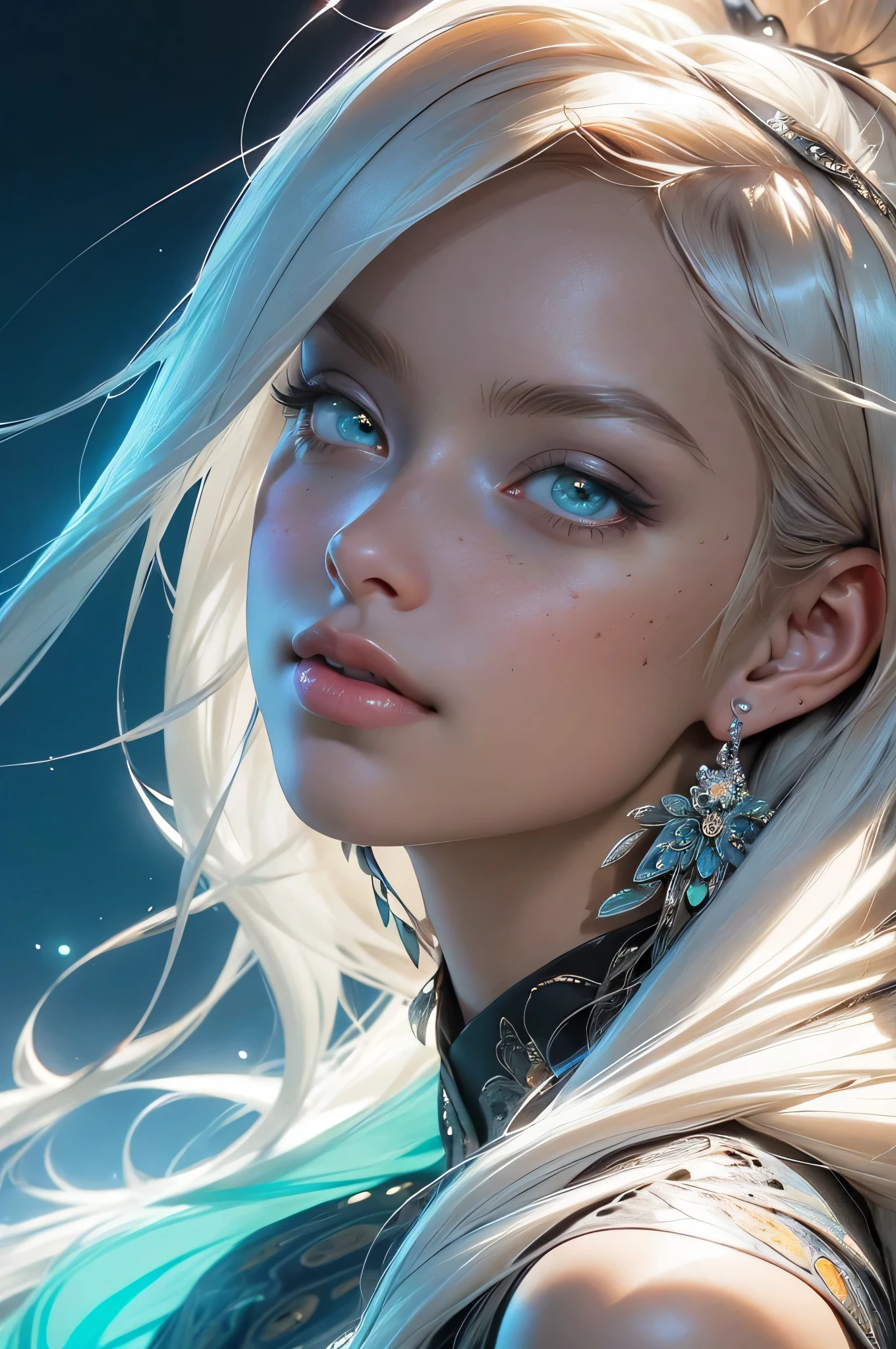 (((masterpiece))), (((best quality))), ((ultra-detailed)), (hyperrealistic), (highly detailed CG illustration), ((an extremely delicate and beautiful)),cinematic light, Create a stunning anime artwork that is currently trending on ArtStation, showcasing exquisite beauty and captivating aesthetics. The art piece should be highly detailed, featuring a compelling character and a visually appealing environment. The character in the artwork is a graceful and enchanting figure, radiating an aura of elegance. Pay close attention to intricate facial features, such as mesmerizing eyes with vibrant colors and delicate shading. The character's clothing should be designed with elaborate patterns, flowing fabrics, and rich textures, reflecting a blend of fantasy and contemporary fashion. Place the character in a captivating environment that enhances the overall appeal of the artwork. It could be a breathtaking natural landscape, a bustling futuristic cityscape, or a mystical realm filled with magical elements. Incorporate vibrant colors, dynamic lighting, and detailed background elements to create a sense of depth and immersion. Consider the latest trends in anime art, such as incorporating unique lighting effects, exploring creative composition techniques, or experimenting with unconventional color palettes. Take inspiration from the top artists on ArtStation and their exceptional execution of various art styles and themes. Camera: Choose an angle that highlights the character's beauty and the immersive environment. Lighting: Utilize atmospheric lighting techniques to create depth and mood. Resolution: Aim for a high-resolution artwork to showcase intricate details and clarity. Art Inspirations: Seek inspiration from the trending artists on ArtStation, exploring different styles, genres, and themes.