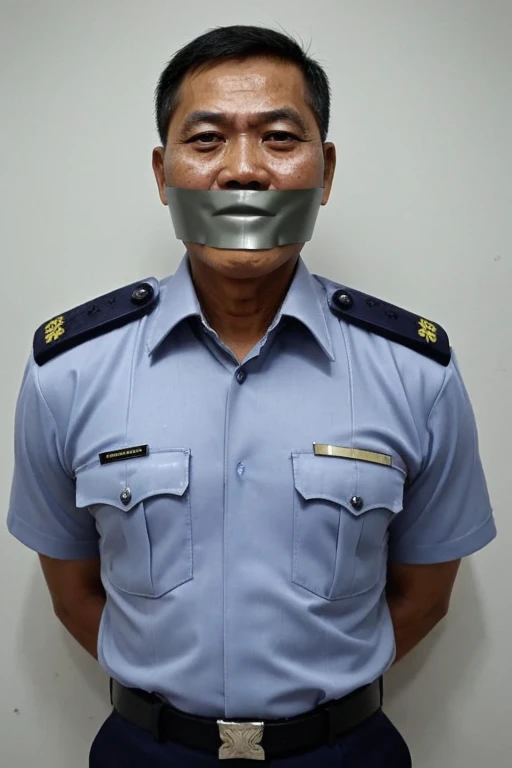 Old asian men, police, tape gag, uniform men, man