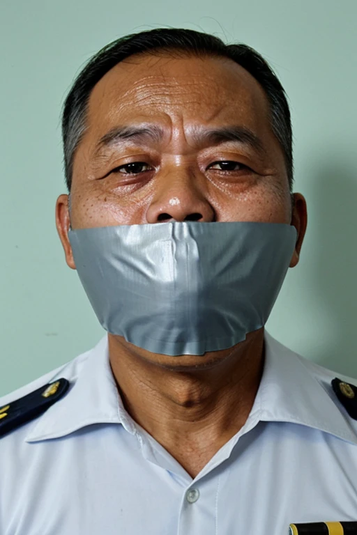 Old malay policeman, policemen, tape gag