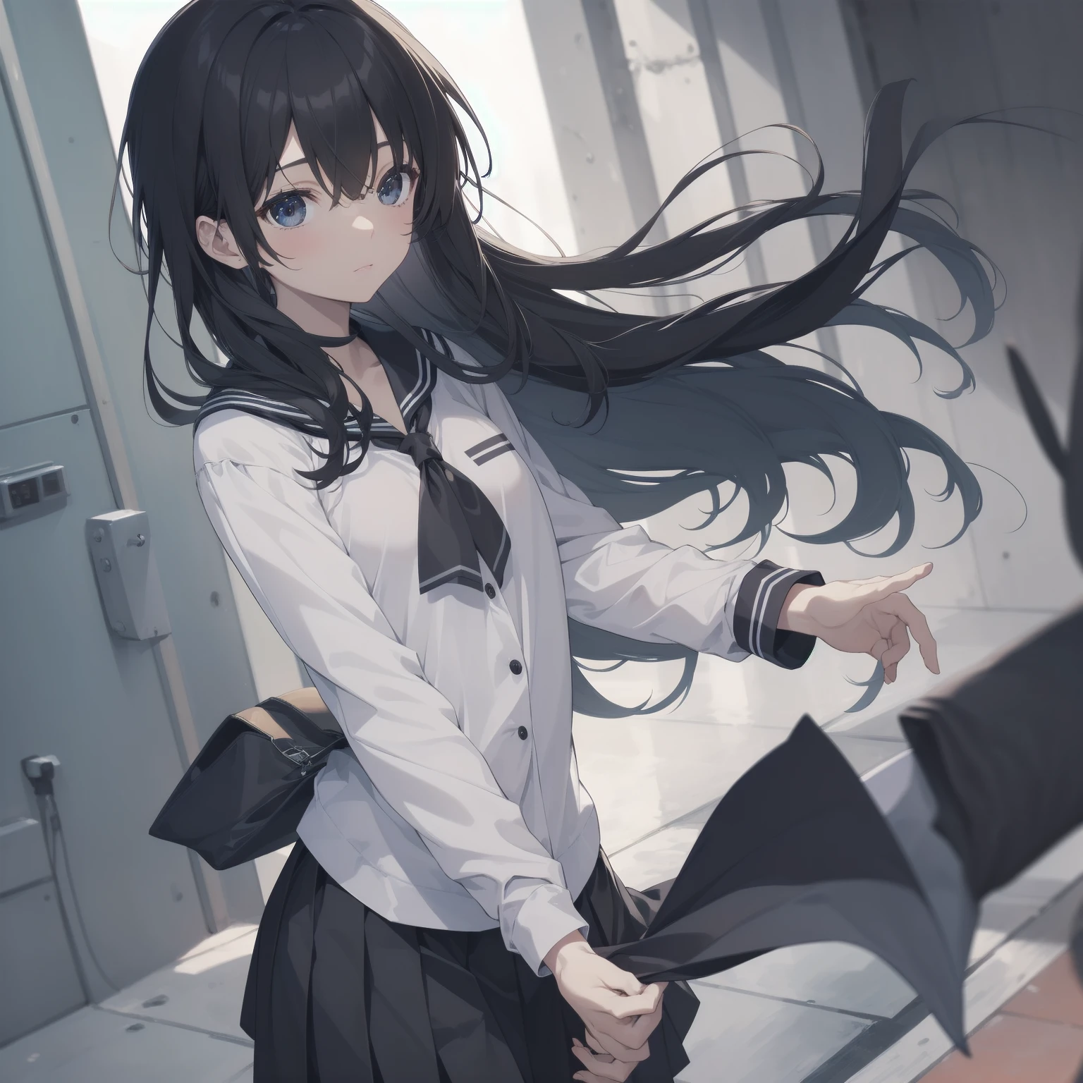 ultra-absurdres-Top quality by artist God, ultra-detailed, high resolution, anime moe artstyle, best anime 8k konachan wallpaper, pixiv contest winner, pool:2810, perfect anatomy,break, 1girl, (Please draw a girl walking sleepily to school alone. )break,(Solo,little female, 13-year-old:1.3),Full limbs, complete fingers,a junior high school student, (very short hair), short cut, flat chest, , small butt, small black eyes, beautiful detailed eyes, well-proportioned iris and pupils, expressive eyes, highres detailed hair, soft expression, salor school_uniform, sailor collar, serahuku, bow, pleated skirt,(Detailed Lighting), (Detailed background), in the School commute route. break,super detailed skin, Best cinematic lighting powered by famous artist, 8k,beauty illustration,photoshop_(medium),very aesthetic,break,((artist:kitsunerider )), artist:clamp ,artist:carnelian ,artist:kantoku ,