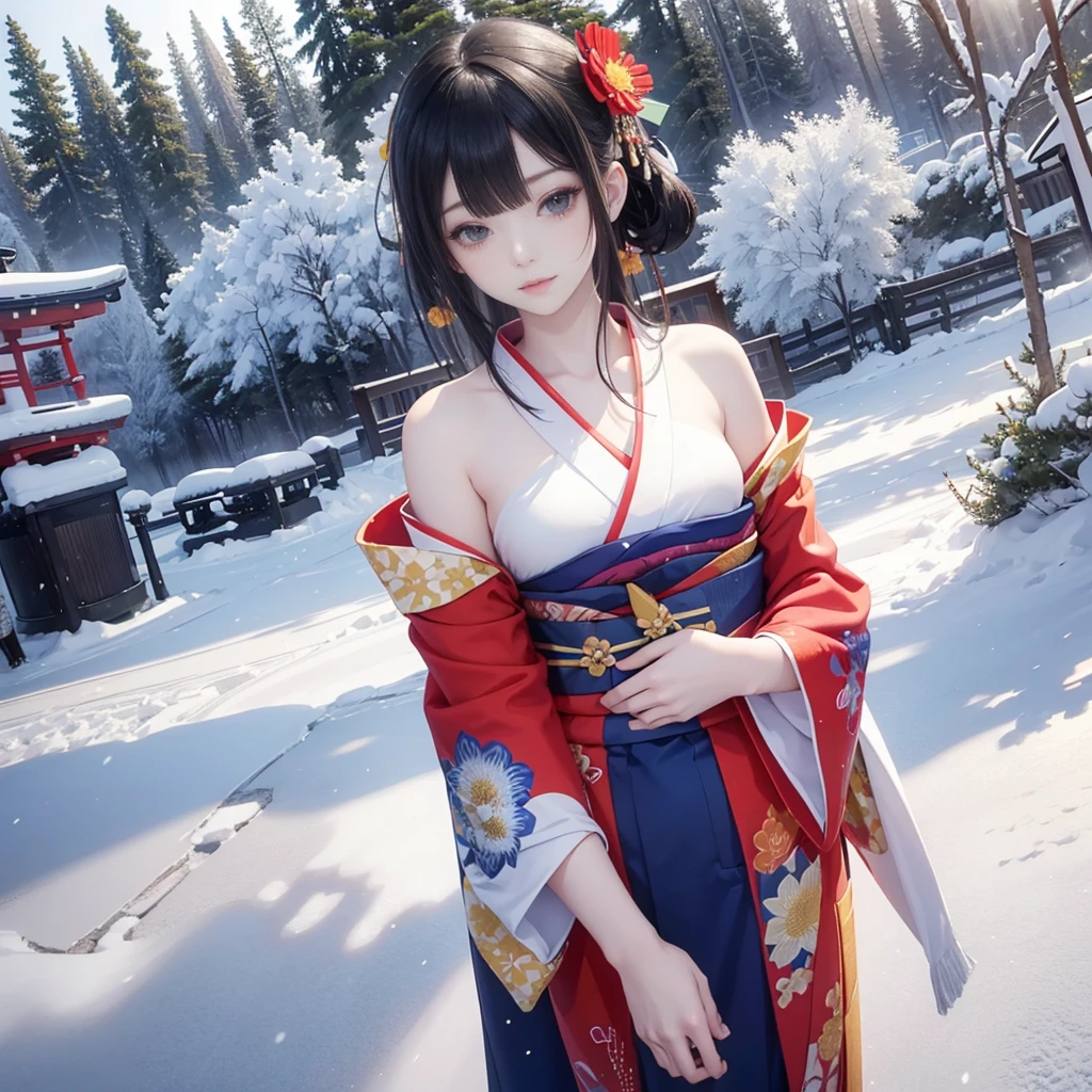 best quality, masterpiece, realistic, photo, 2K wallpaper, looking at viewer, breasts focus, full body
1girl, 24yo cosplayer, beautifly face, pretty face, big eyes, long eyelashes, 
long hair, hair ornament, hair bun, 
pinger, white china dress, white chinese clothes, thigh strap, medium breasts, 
sidesaddle, 
outdoors, nature, path, autumn leaves, forest, wind, winter, snow, snowing, ice, sunlight, dappled sunlight, 
magic, ice magic circle, glowing lines, snowflakes, ice crystal, 
<lora:pinger_0621_03:0.8>,  <lora:add_detail:0.5>, <lora:mai shiranui:0.3>
