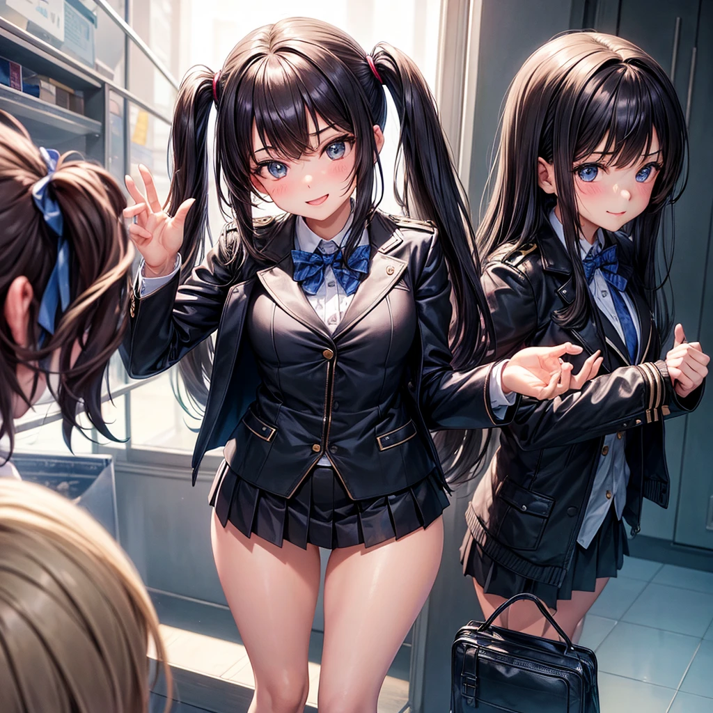 (((masterpiece, Highest quality, High resolution, 超High resolution, Perfect Pixel, Depth of written boundary, 4K, RTTX 10.0))), Beautiful Anime Woman, Beautiful art style, Anime characters, ((Smooth texture, Realistic texture, Anime CG Style)), Exact finger count、Exact number of legs、(Exact number of arms:1.0, Exact number of hands:1.0), (Perfect hands, Perfect Anatomy.1.5), Cinematic, Realistic, Extremely detailed CG, Daytime lighting, Perfect lighting, Best Shadow, The best natural light, whole body, Perfectly balanced style, A perfectly balanced body, Slender body, whole body, ((bangs, Dark brown hair, fashionable and cute hairstyle)), (An adult woman is standing while a man behind her s her breastsh her clothes.:1.5), (Grabbing the breasts througlothes:1.5)、Exact number of hands, (cardigan, Ribbon at collar, White shirt, Checked micro mini skirt:1.3), (Embarrassed expression:1.4), blush, (Holding in pee:1.2)、Patience is the limit; (On a crowded train, Lots of people in the background:1.3), cardigan