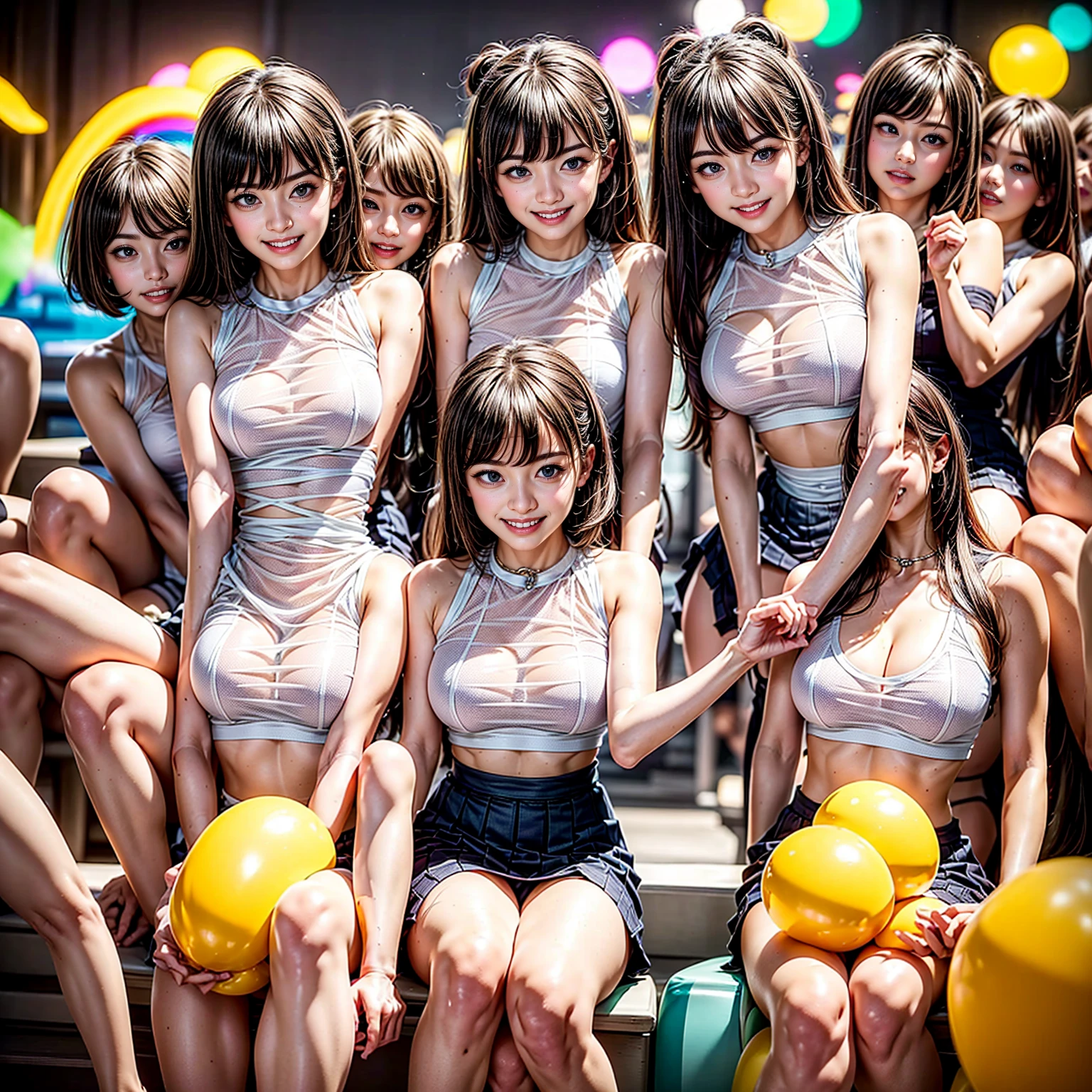 ((ExtremelyDetailed (PUNIPUNI KAWAII 12 Girls in a row:1.37) (Shibuya) scramble crossing)), (masterpiece 8K TopQuality:1.2) (ProfessionalPhoto:1.37), (ZoomedOut FullBody:1.2), Different types of hair colors, {((White skinny Athletic wear))|(SchoolUniform)|Tutu}, {((Hidden Hand))|(Corrected BabyLike hand)}, (Joyful Expressions LifeLike Rendering), PerfectLighting (RainbowColor particles:1.2)(Dazzling Blurred ColorfulLights) MotionBlur BREAK (Acutance:0.8) Impeccable Radiant PearlSkin with Transparency . (((no extra limbs)))(Exposed:-0.6)