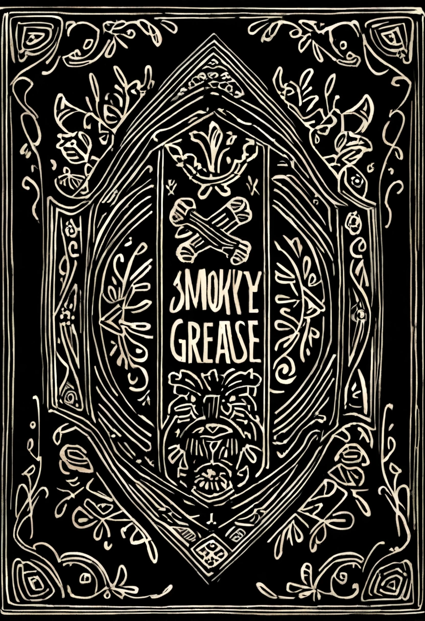 make a rectangle logo. a vintage hand drawn type of logo. set against a solid black background, depicting the name "Smokey Grease & Co."