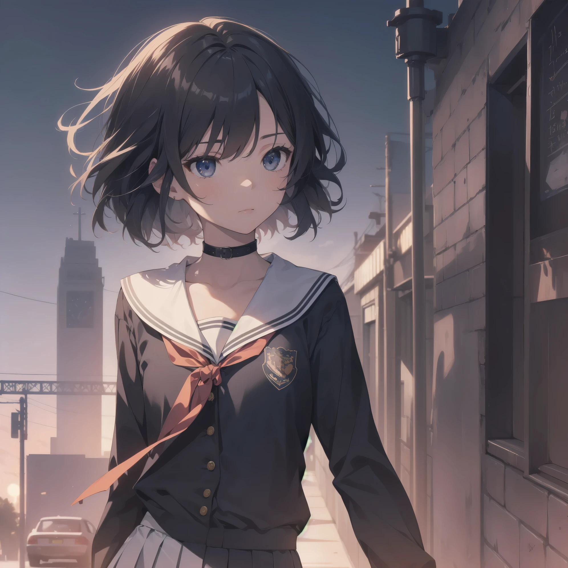 ultra-absurdres-Top quality by artist God, ultra-detailed, high resolution, anime moe artstyle, best anime 8k konachan wallpaper, pixiv contest winner, pool:2810, perfect anatomy,break, 1girl, (Please draw a girl walking sleepily to school alone. )break,(Solo,little female, 13-year-old:1.3),Full limbs, complete fingers,a junior high school student, (very short hair), short cut, flat chest, , small butt, small black eyes, beautiful detailed eyes, well-proportioned iris and pupils, expressive eyes, highres detailed hair, soft expression, salor school_uniform, sailor collar, serahuku, bow, pleated skirt,(Detailed Lighting), (Detailed background), in the School commute route. break,super detailed skin, Best cinematic lighting powered by famous artist, 8k,beauty illustration,photoshop_(medium),very aesthetic,break,((artist:kitsunerider  )), artist:clamp ,artist:carnelian ,artist:kantoku ,
