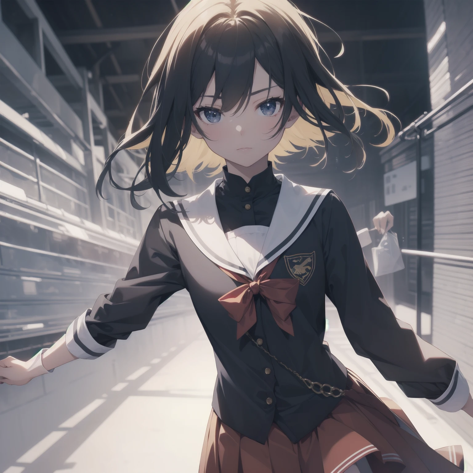 ultra-absurdres-Top quality by artist God, ultra-detailed, high resolution, anime moe artstyle, best anime 8k konachan wallpaper, pixiv contest winner, pool:2810, perfect anatomy,break, 1girl, (Please draw a girl walking sleepily to school alone. )break,(Solo,little female, -yeld:1.Full limbs, complete fingers,a junior hihort hair), short cut, flat chest, , small butt, small black eyes, beautiful detailed eyes, well-proportioned iris and pupils, expressive eyes, highres detailed hair, soft expression, salor school_uniform, sailor collar, serahuku, bow, pleated skirt,(Detailed Lighting), (Detailed background), in the School commute route. break,super detailed skin, Best cinematic lighting powered by famous artist, 8k,beauty illustration,photoshop_(medium),very aesthetic,break,((artist:kitsunerider )), artist:clamp ,artist:carnelian ,artist:kantoku ,