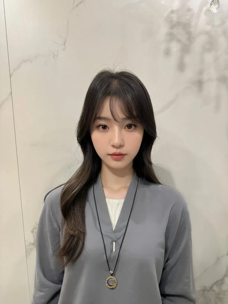 Best Quality, 8k, Masterpiece, (Portrait: 1.3), (photo realistic:1.4), (hyper realistic:1.4), Sharp Focus, looking at viewer, (smoother lighting:1.1), (increase cinematic lighting quality:0.9), realistic lighting, backlighting, light on face, ray trace, (brightening light:1.2), (Increase quality:1.4), sharp detail, (best quality real texture skin:1.4), finely detailed eyes, black_eyes, finely detailed face, 25 year old Korean woman, (white halterneck:1.4), (Create an image maintaining the original base model hairstyle:1.5)